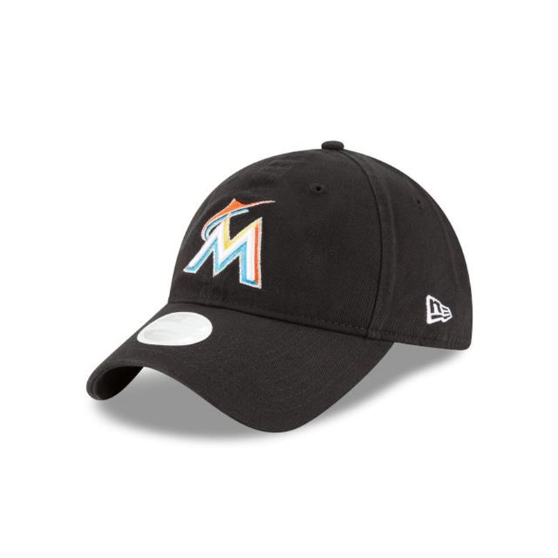 MLB Miami Marlins Womens Essential 9Twenty Adjustable (AXC2224) - Black New Era Caps